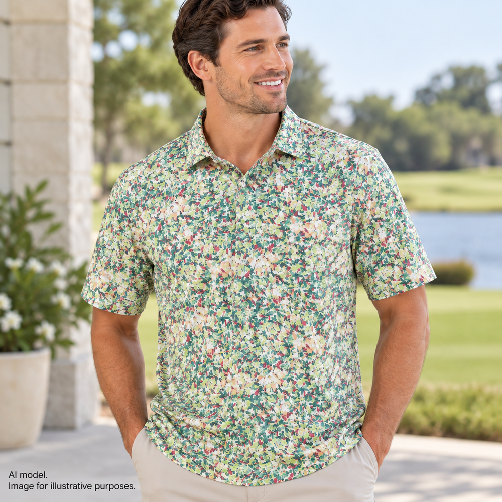Mizzen+Main Shirt Mens Large Green Floral Button Up Performance Stretch Classic